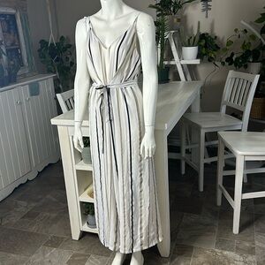 Wildfire size, large adorable striped jumpsuit V-neck waist tie, wide leg